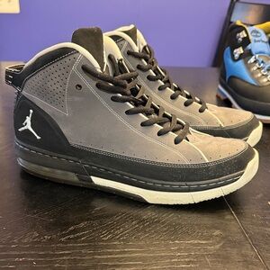 Jordan Nike Air Flight School Mid-Top Sneakers in Gray and Black